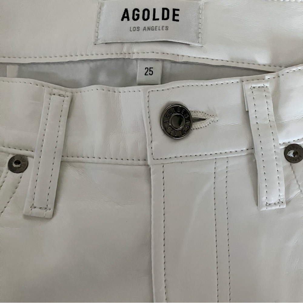 Agolde Leather ‘90s Pinch Waist Jeans Size 25 Powder High Rise Straight Leg Pant - Picture 4 of 11